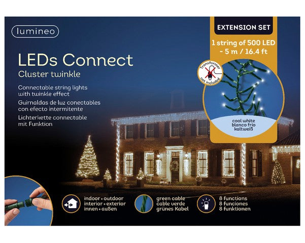 16 FT Cluster Extension Set Cool White String Of 500 LED Lights