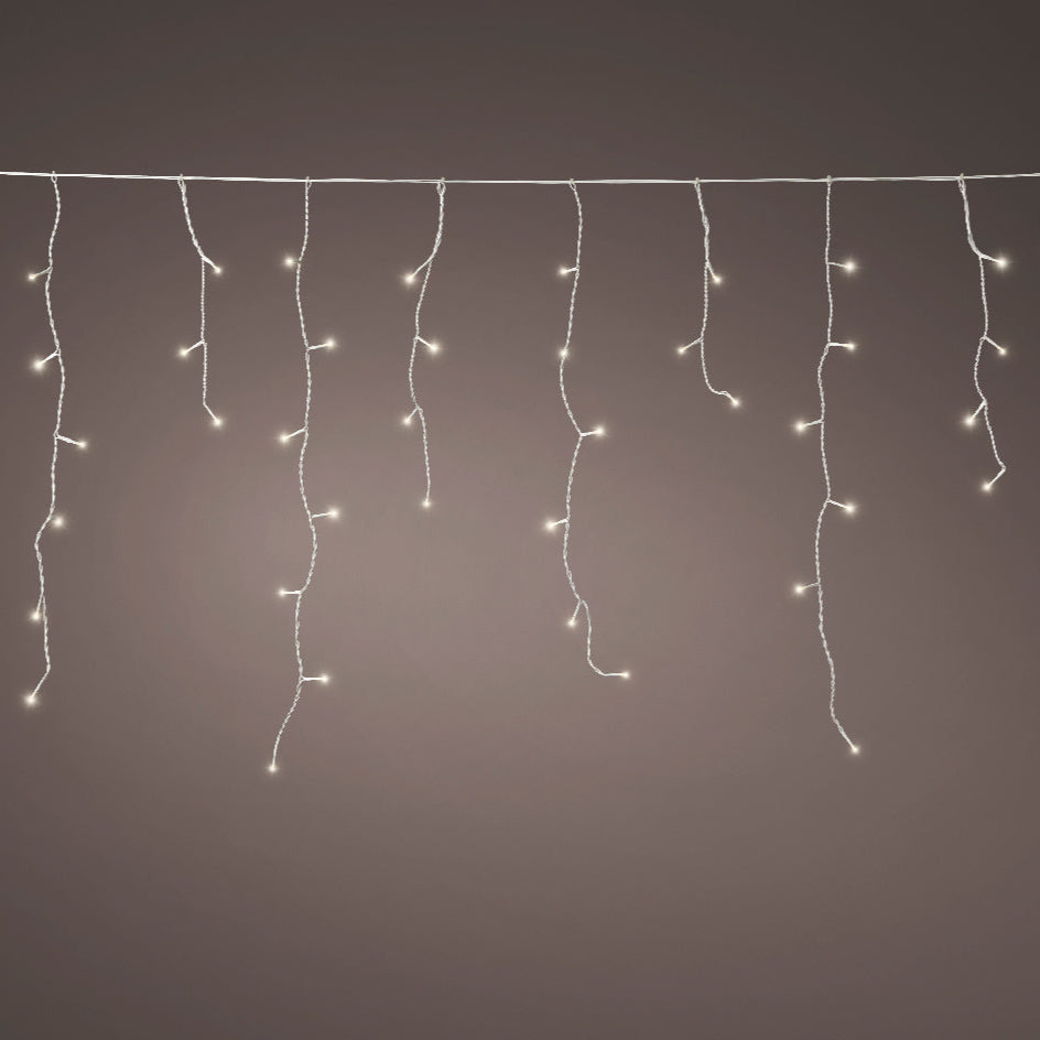 24 FT Icicle Starter Set Warm White 250 LED Lights With White Wire