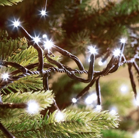 112 pies 1500 luces LED blanco frío compactas con cable marrón