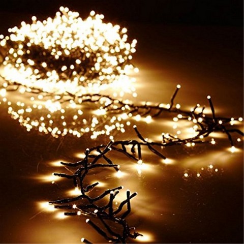 Luces compactas de color blanco cálido de 112 pies y 1500 LED con cable marrón