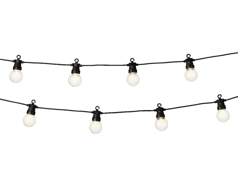 Juego inicial de luces de fiesta blanco cálido de 9.45 m y 20 LED con cable negro