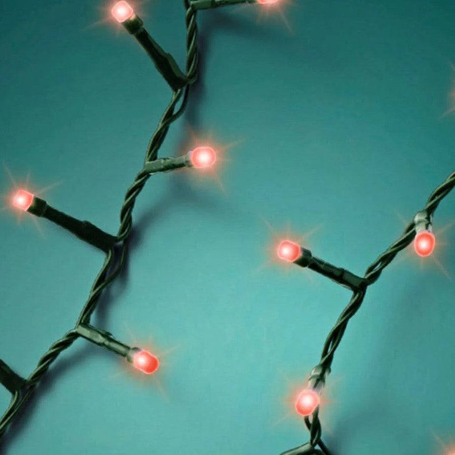 36 FT 500 LED Red Compact Lights With Green Wire