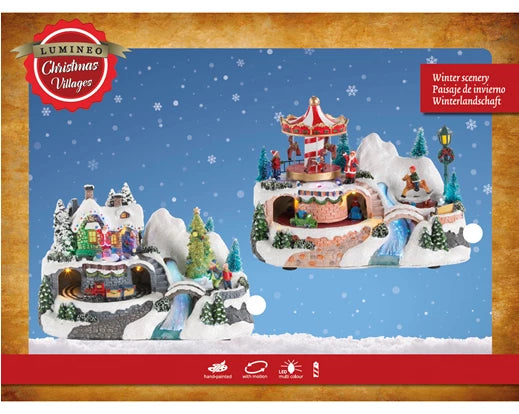 6" Lighted Winter Village Assorted Set Of 2