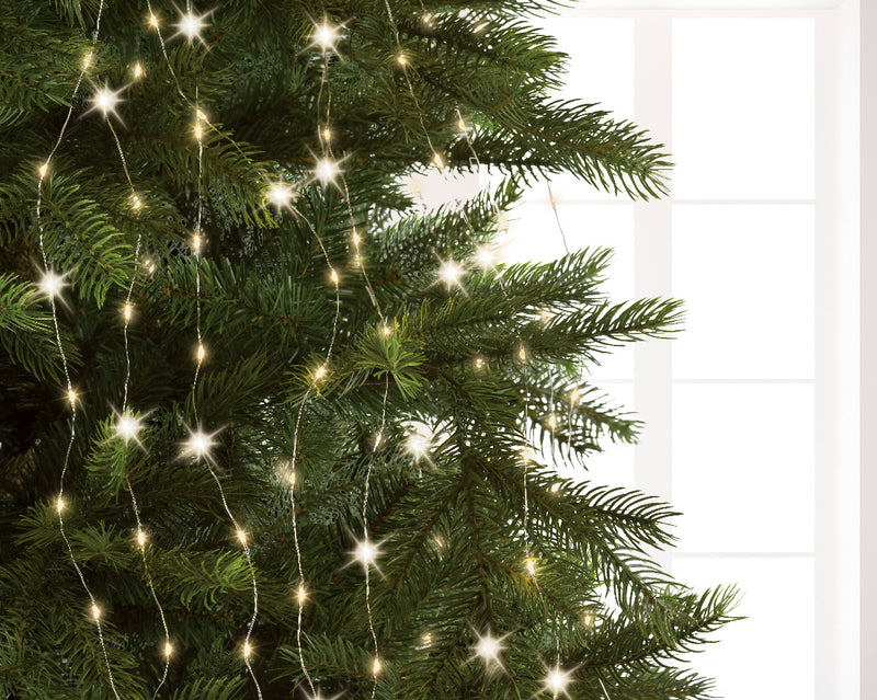 8 PIES 832 LED Luces Intermitentes Micro Racimo de Árbol Blanco Cálido con Alambre Plateado