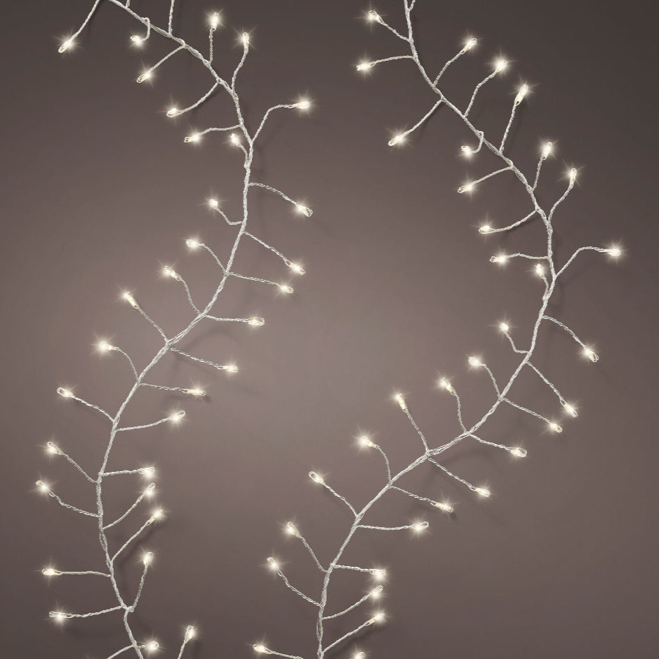 20 pies compacto 480 Micro LED blanco cálido alambre plateado 8 funciones centelleo