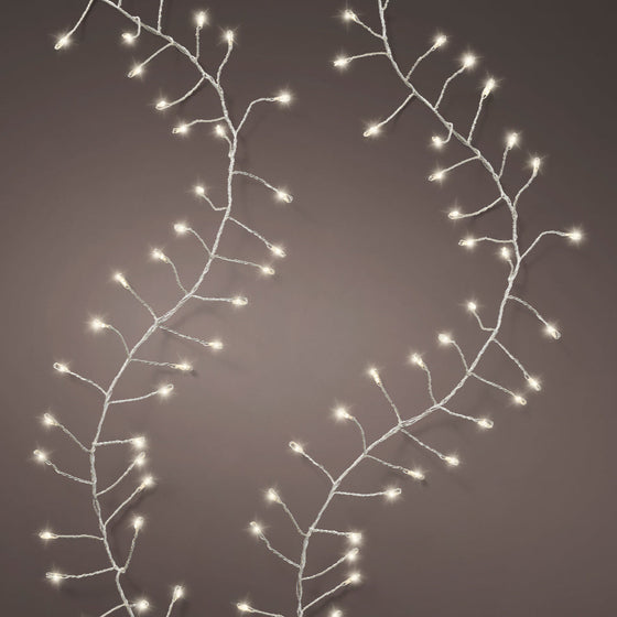 20 pies compacto 480 Micro LED blanco cálido alambre plateado 8 funciones centelleo