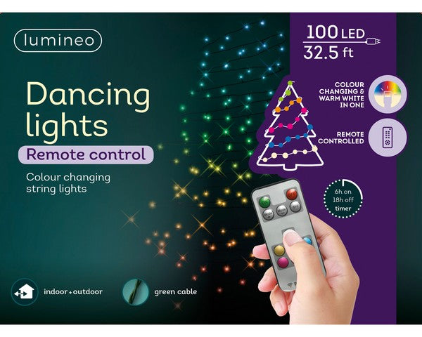 65 FT 200 LED Dancing Warm White & Color Changing Green Wire With Remote Control