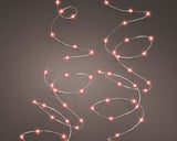 Guirnalda de luces rojas micro LED de 12 m con cable plateado y 8 funciones de destello
