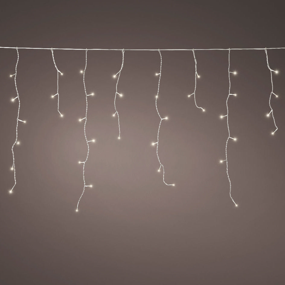 24 FT Icicle Extension Set Warm White 250 LED Lights With White Wire