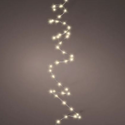 5 FT 100 Micro LED Warm White Lights With Silver Wire Battery Operated