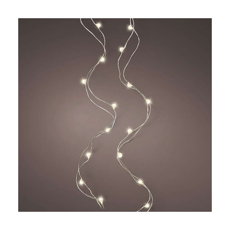 10 FT 60 Micro LED Warm White Steady Lights With Silver Wire Battery Operated