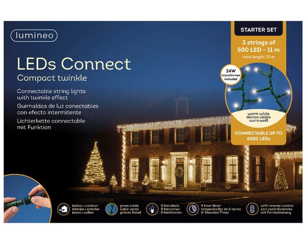 36 FT 1500 LED Warm White Compact Starter Set With Green Wire