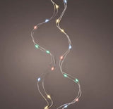 10 FT 60 Micro LED Multi Lights With Silver Wire Battery Operated