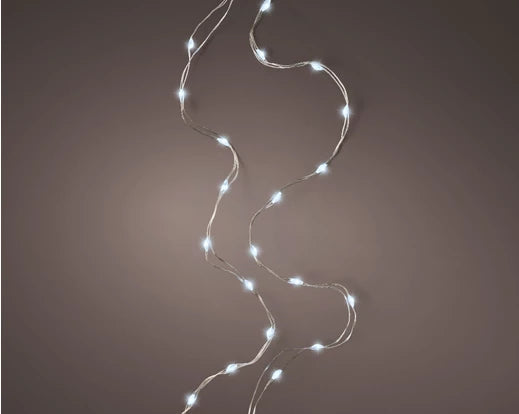 10 FT 60 Micro LED Cool White Lights With Silver Wire Battery Operated