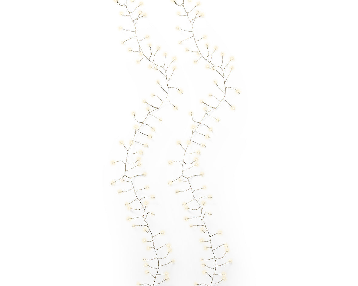 4 FT 100 Micro LED Warm White Compact Lights With Silver Wire Battery Operated