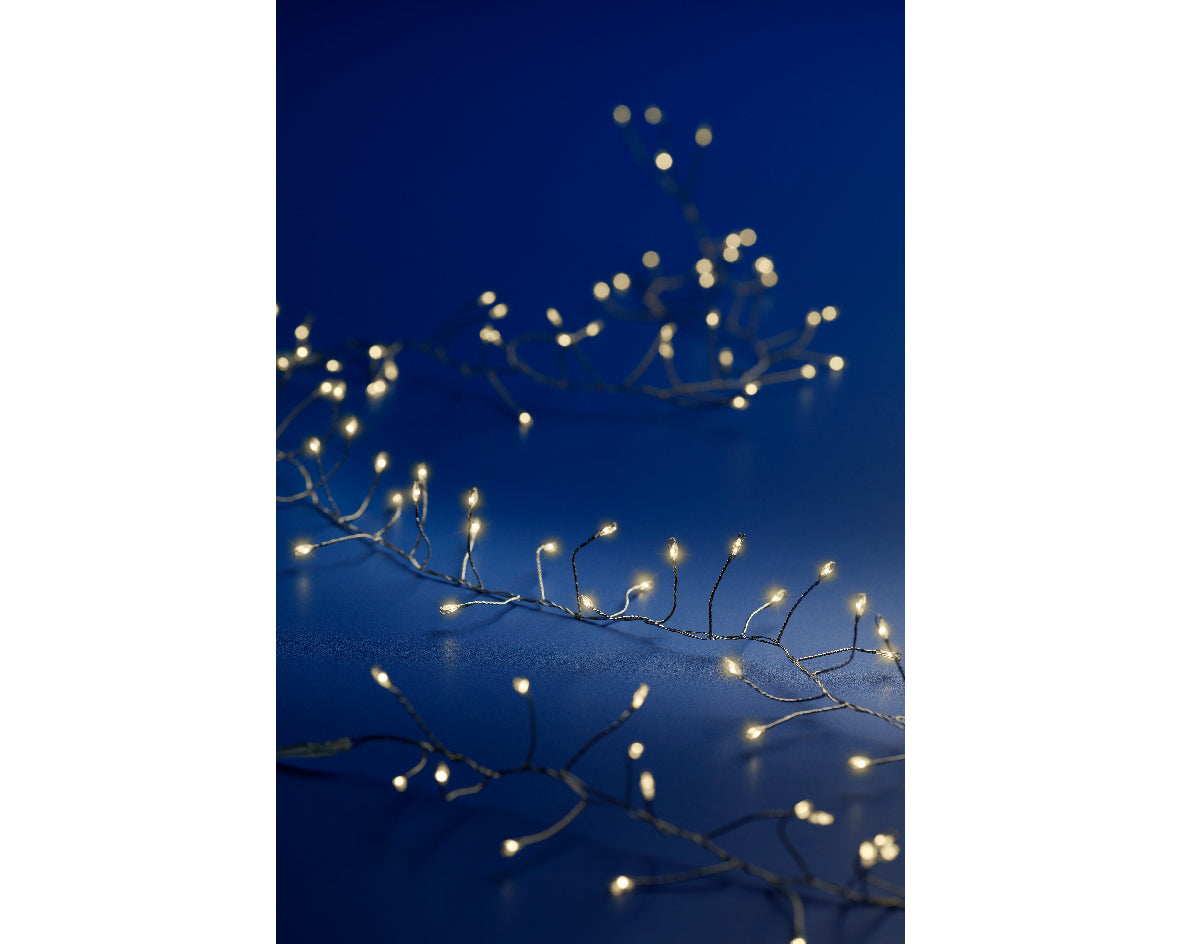 4 FT 100 Micro LED Warm White Compact Lights With Silver Wire Battery Operated