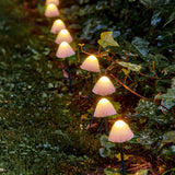 8" 20 LED Warm White Mushroom Stakes With Black Wire