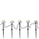 8" 20 LED Warm White Mushroom Stakes With Black Wire
