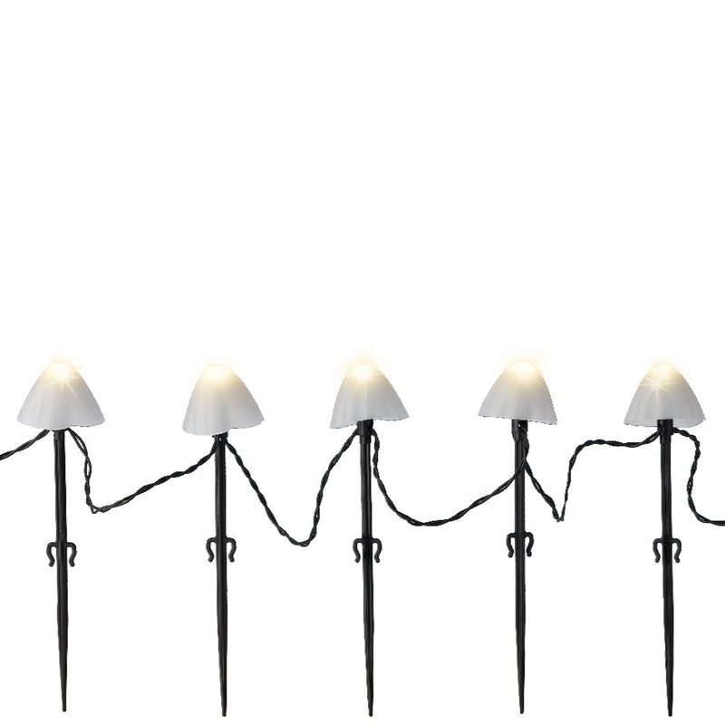 8" 20 LED Warm White Mushroom Stakes With Black Wire
