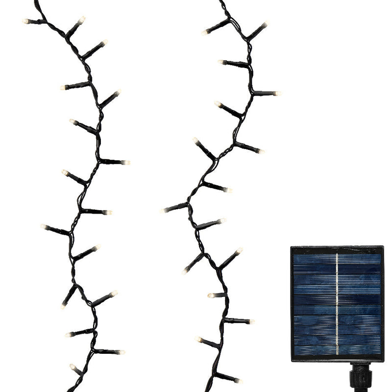 Luces solares compactas de 22,5 metros y 1000 LED blanco cálido con cable negro