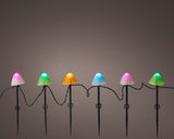 8" 20 LED Multi Mushroom Stakes With Black Wire