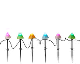 8" 20 LED Multi Mushroom Stakes With Black Wire