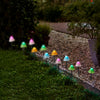 8" 20 LED Multi Mushroom Stakes With Black Wire