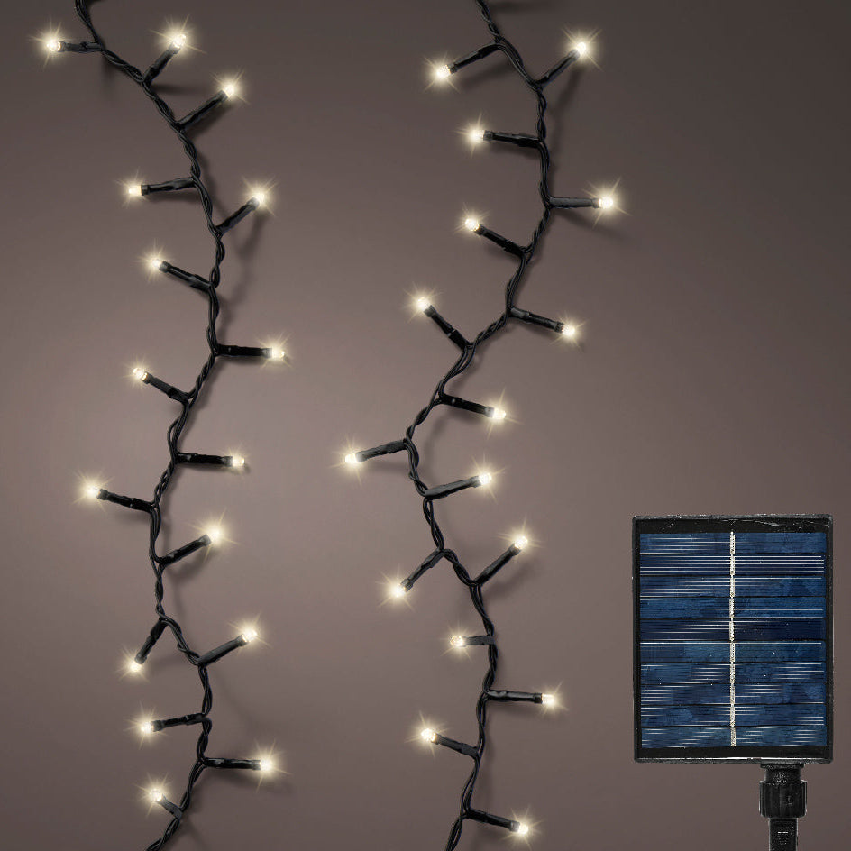 Luces Solares Compactas de 36 PIES y 500 LED Blanco Cálido con Cable Negro