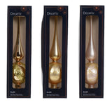 12" Gold Glitter Finial Tree Topper Assorted Set Of 3