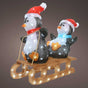 Pingüinos en trineo para exteriores, color blanco frío, 22 pulgadas, 110 LED