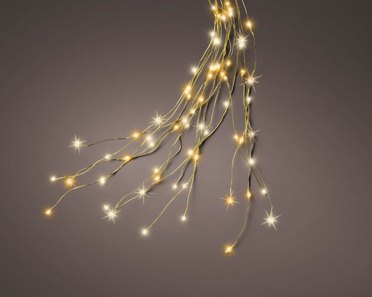 Guirnalda de luces agrupadas de 2.43 m 832 micro LED blanco cálido y blanco clásico con cable dorado