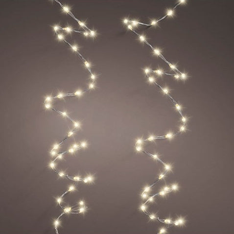 Luces centelleantes Micro LED de 30 pies y 567 unidades de color blanco cálido con cable plateado