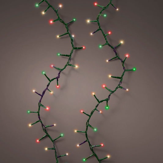 74 FT 1000 LED Red, Green, Classic Warm Compact Lights With Green Wire