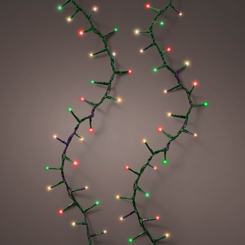 Cable compacto 750 LED rojo, verde y verde cálido clásico de 53 pies con 8 funciones centelleantes