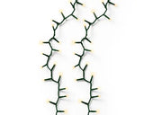 String of Christmas lights on a white background