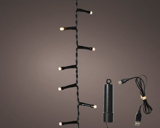 13 FT 160 LED Warm White Compact Lights With Black Wire Battery Operated