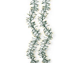 Decorative green garland with lights on a white background