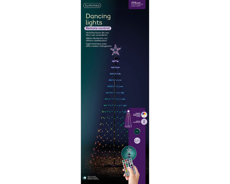Árbol 3D de 7 pies Blanco Cálido 295 LED que cambian de color danzantes