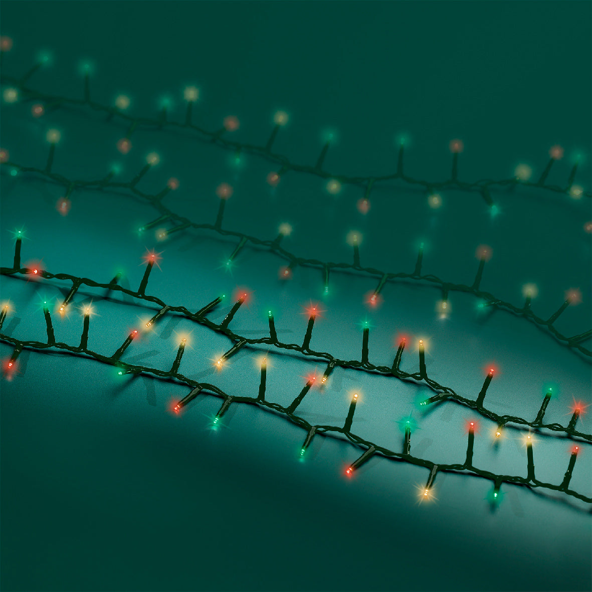 36 FT 500 LED Red, Green, Classic Warm Compact Lights With Green Wire