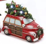 10.2" Lighted Holiday Vehicle With Tree Battery Operated Assorted Set Of 3