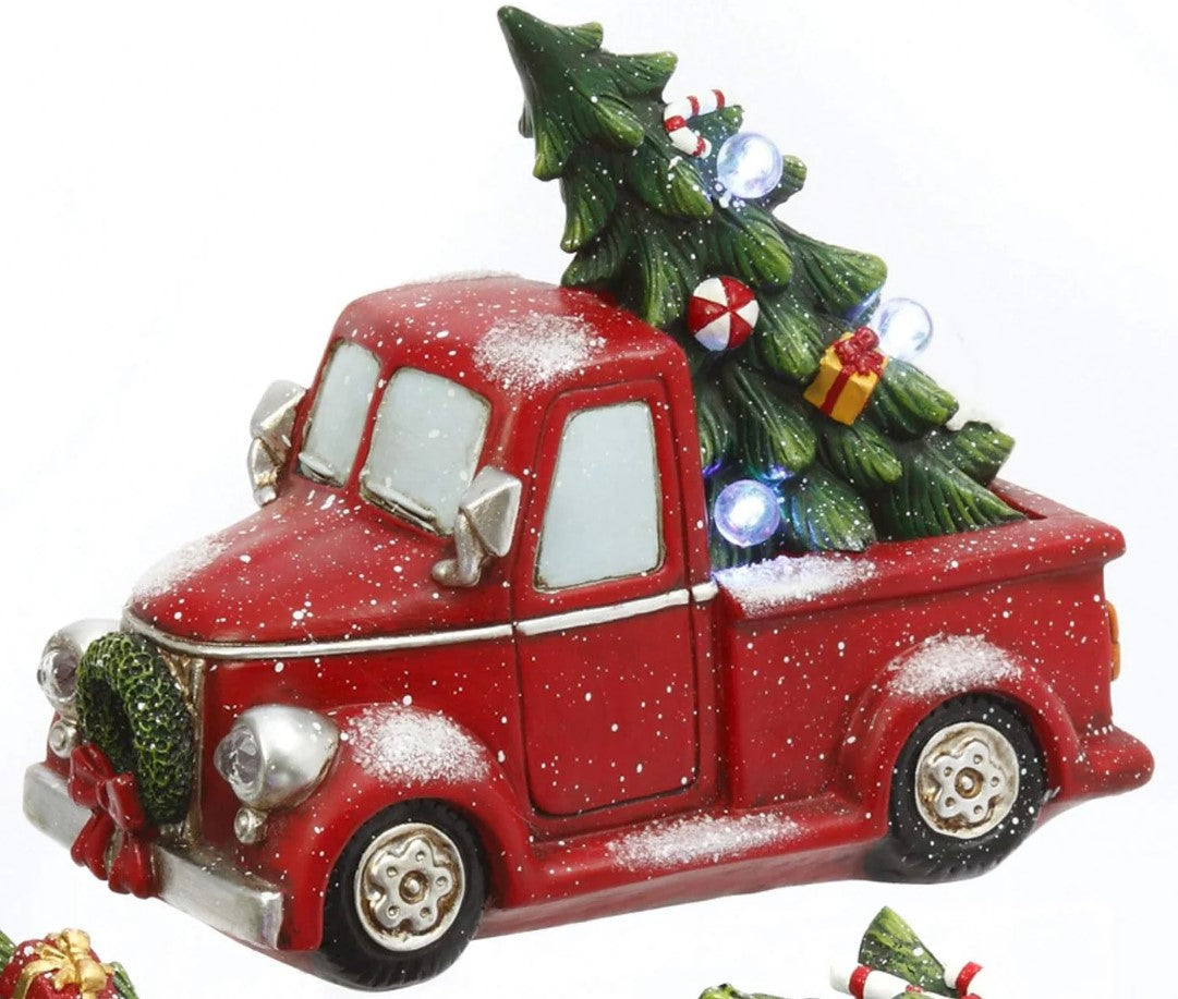10.2" Lighted Holiday Vehicle With Tree Battery Operated Assorted Set Of 3