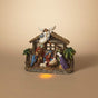 12.4" Lighted Nativity Stable With Holy Family