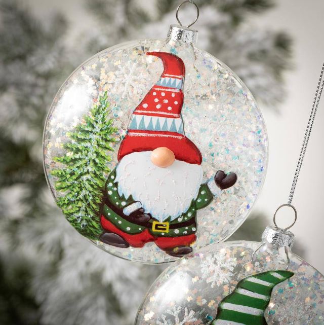 4" Gnome Disk Ornament Set Of 4