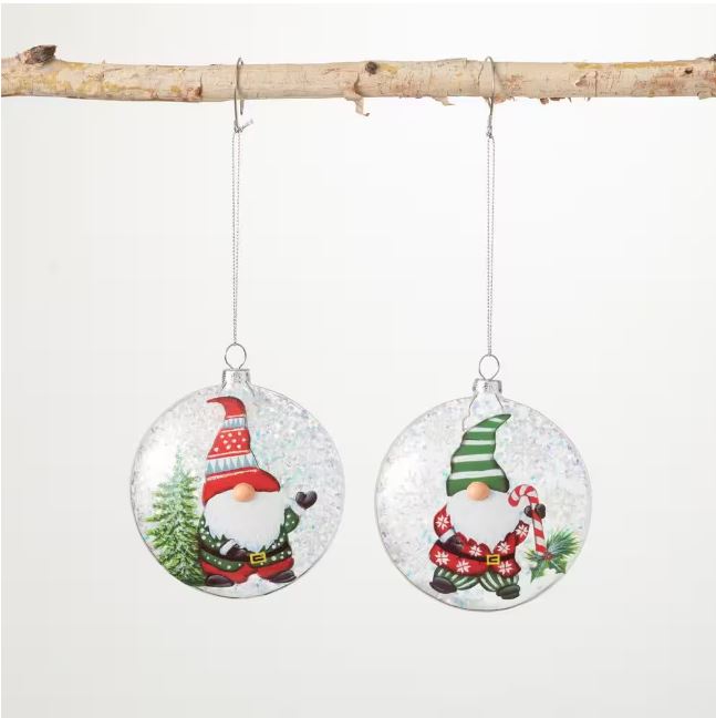 4" Gnome Disk Ornament Set Of 4