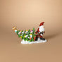 13" Santa Pulling Lit Christmas Tree