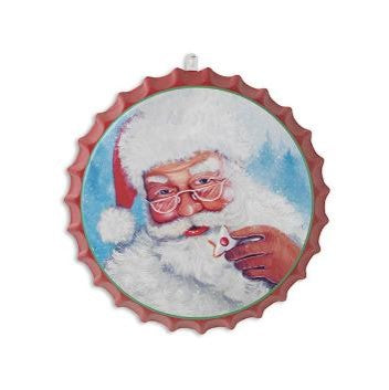 16.5" Metal Santa Wall Decor Hanging Bottle Cap