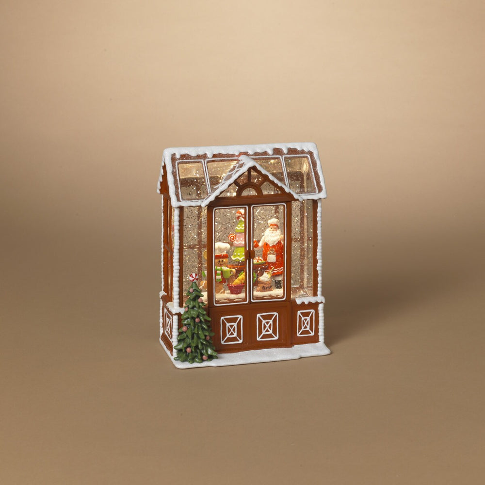 9" LED Gingerbread House With Water Globe