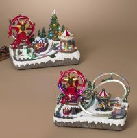 13" Lighted Amusement Park Assorted Set Of 2