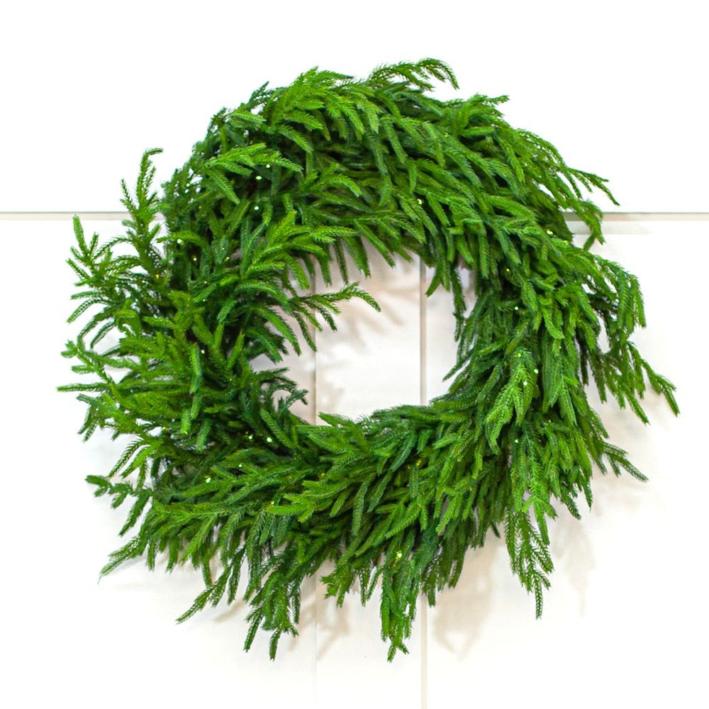 30" Norfolk Wreath Pre-Lit 150LED Battery Operated