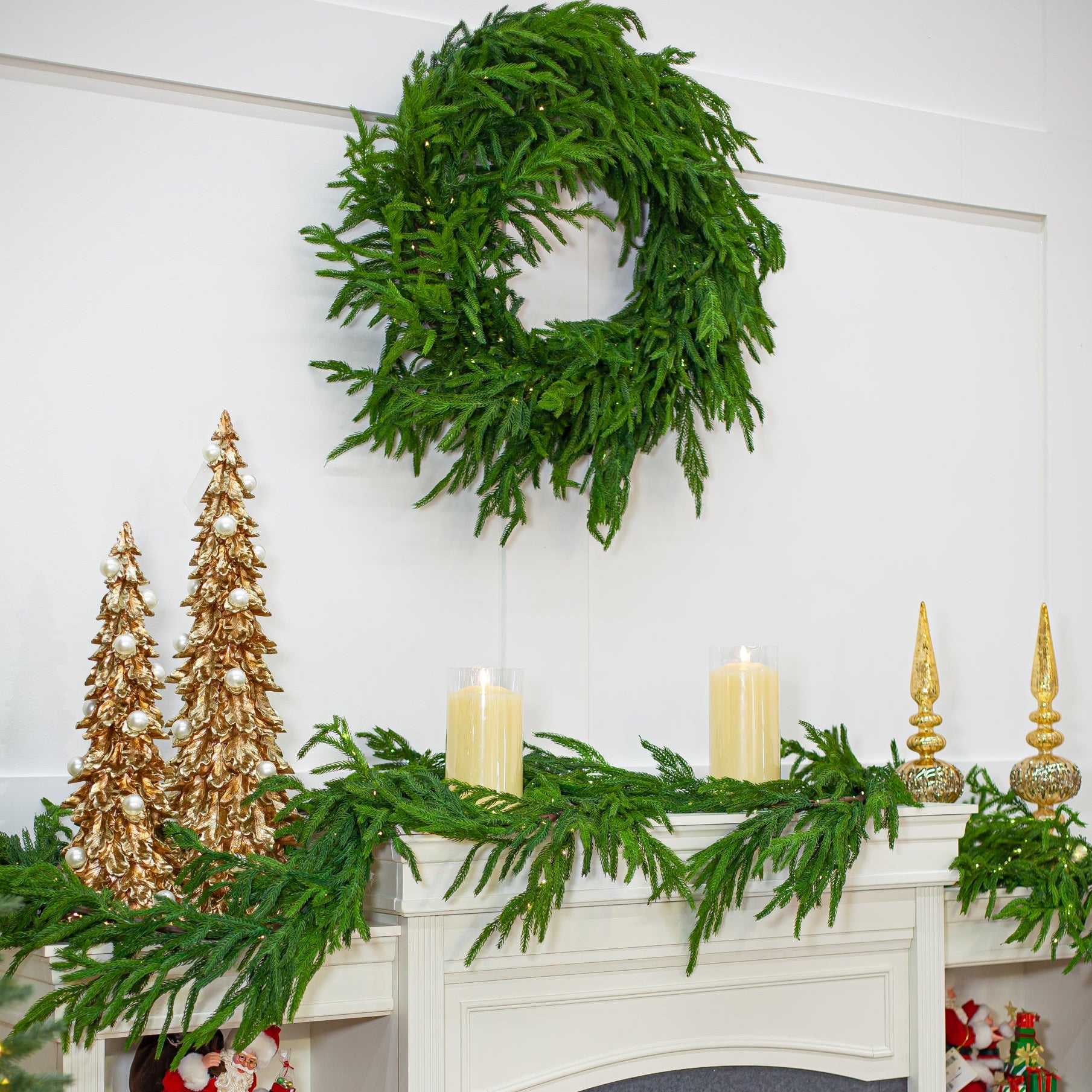 9 FT Norfolk Garland 150LED Battery Operated